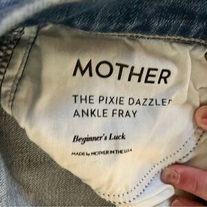 MOTHER Blue Ankle Fray Jeans